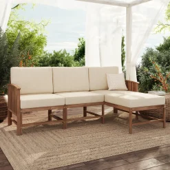Midland Modern Solid Wood 3-Piece Outdoor Sectional Set