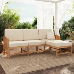 Midland Modern Solid Wood 3-Piece Outdoor Sectional Set
