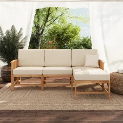 Midland Modern Solid Wood 3-Piece Outdoor Sectional Set