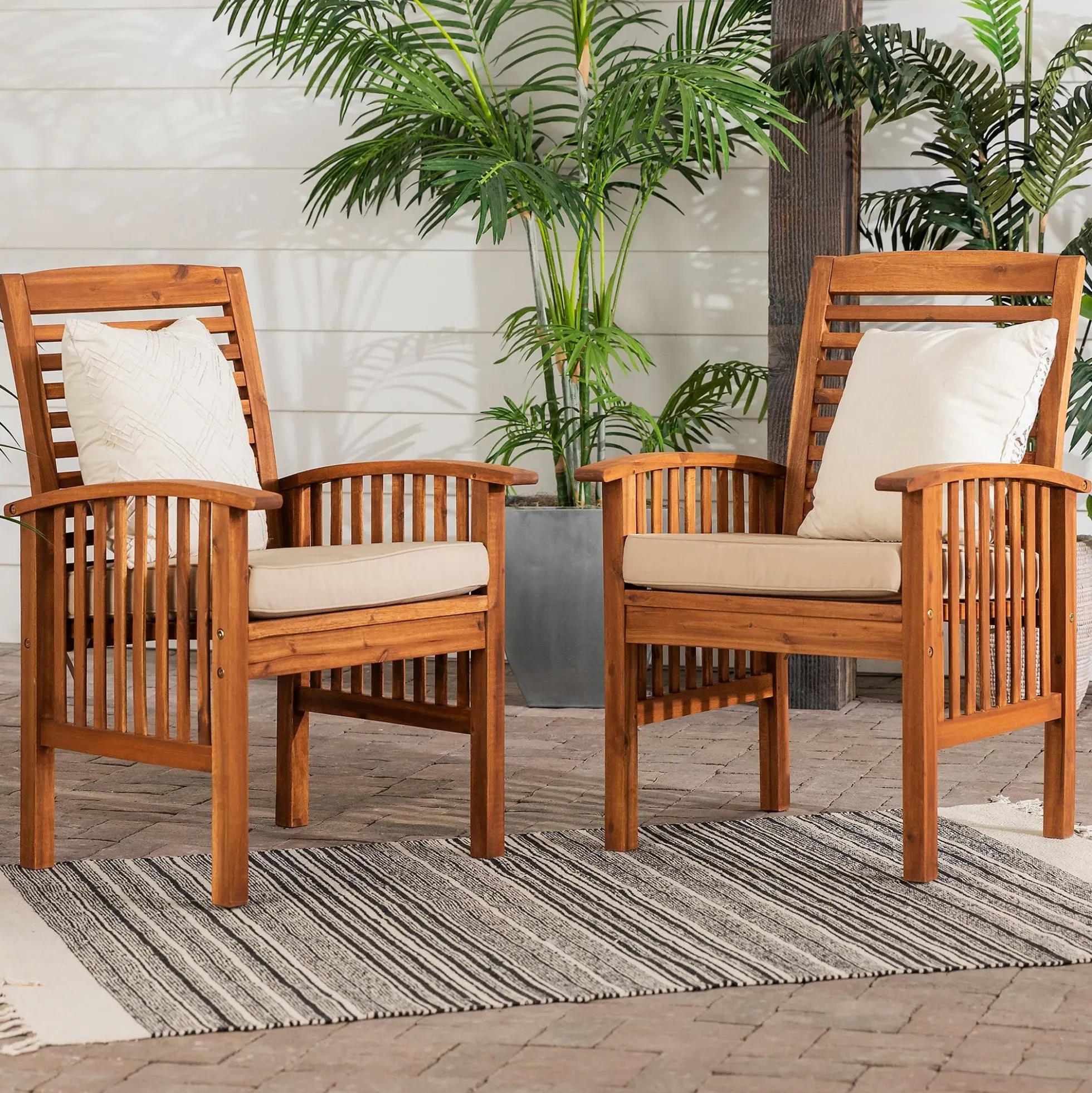Midland Outdoor Patio Chairs with Cushions, Set of 2