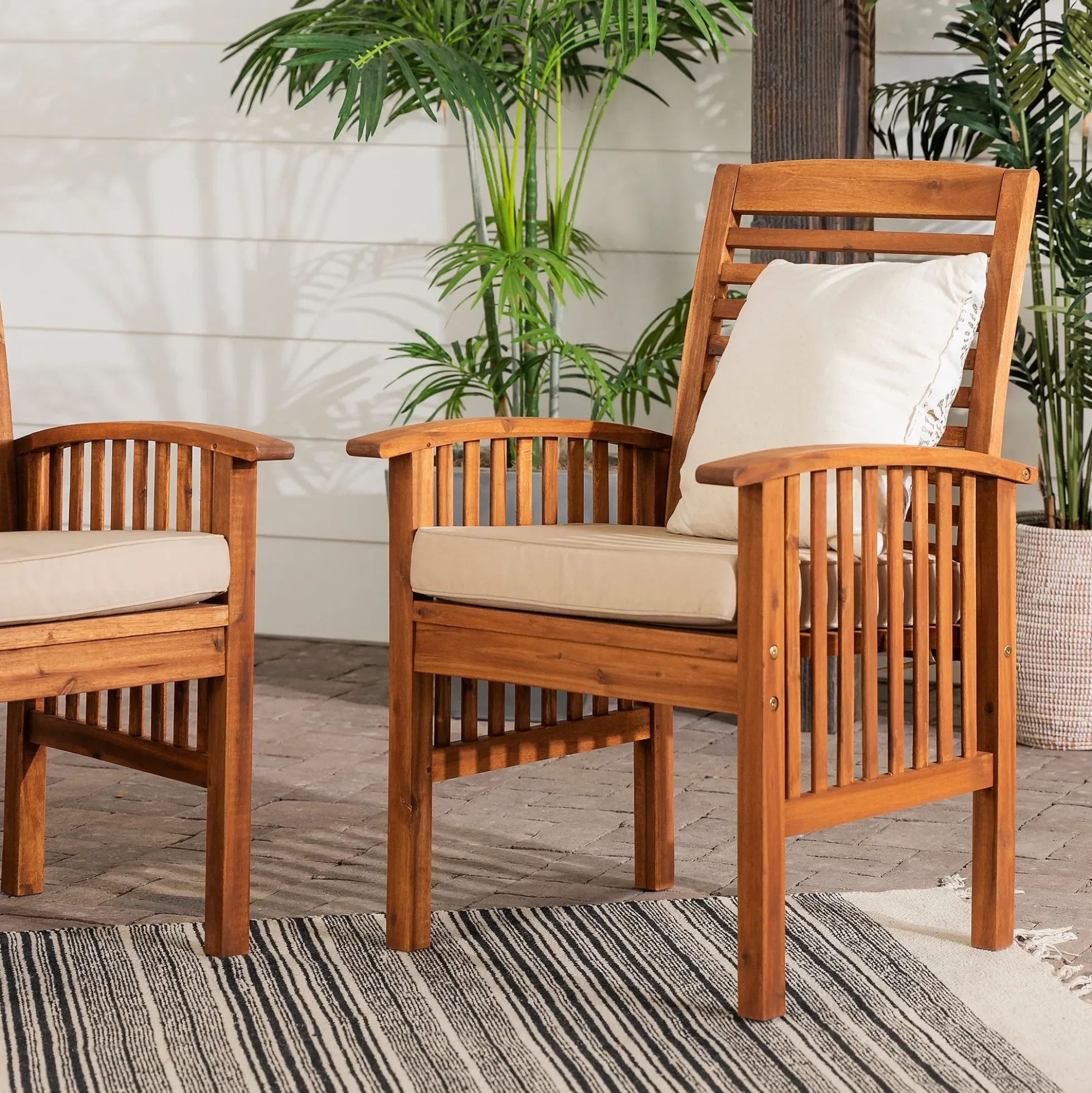 Midland Outdoor Patio Chairs with Cushions, Set of 2