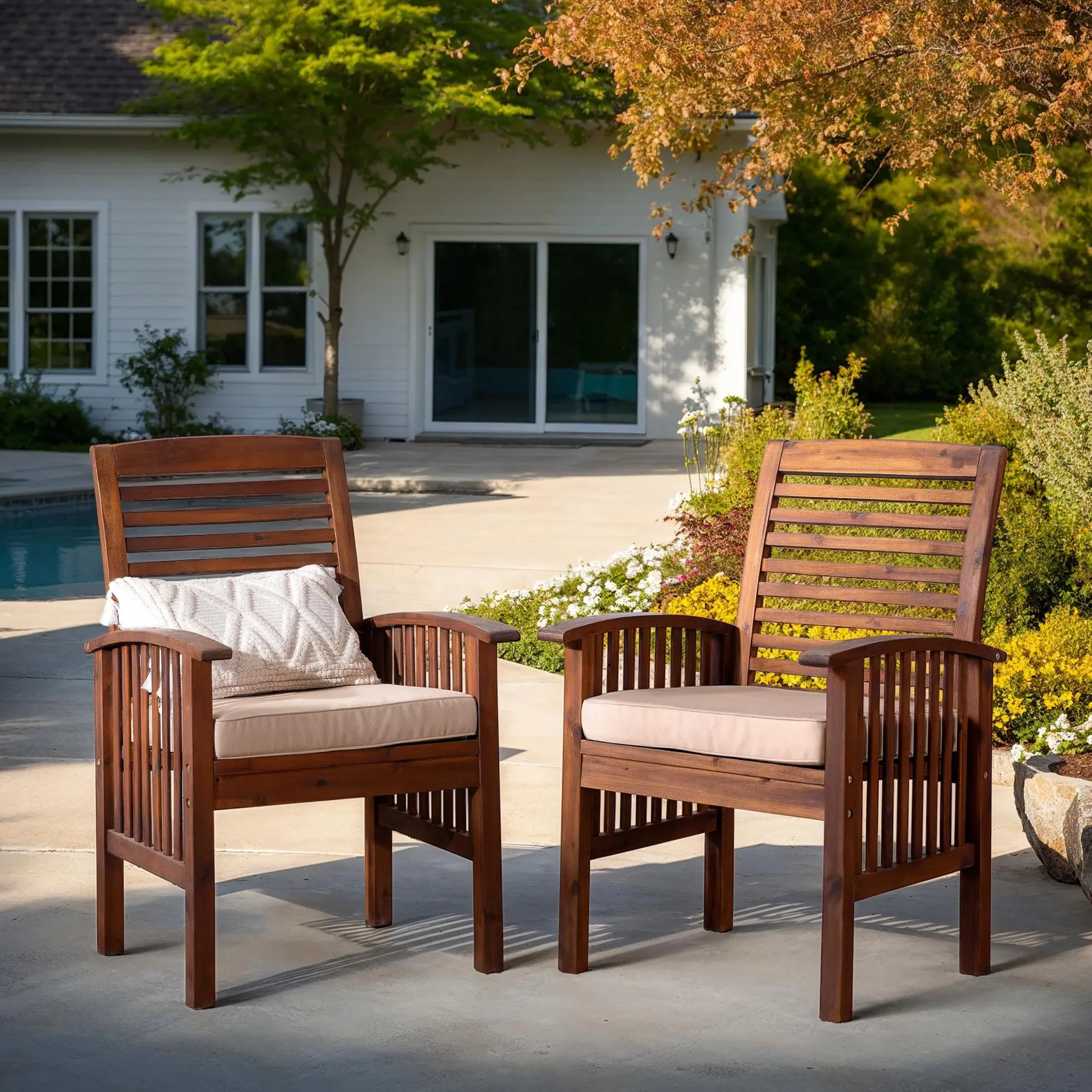 Midland Outdoor Patio Chairs with Cushions, Set of 2