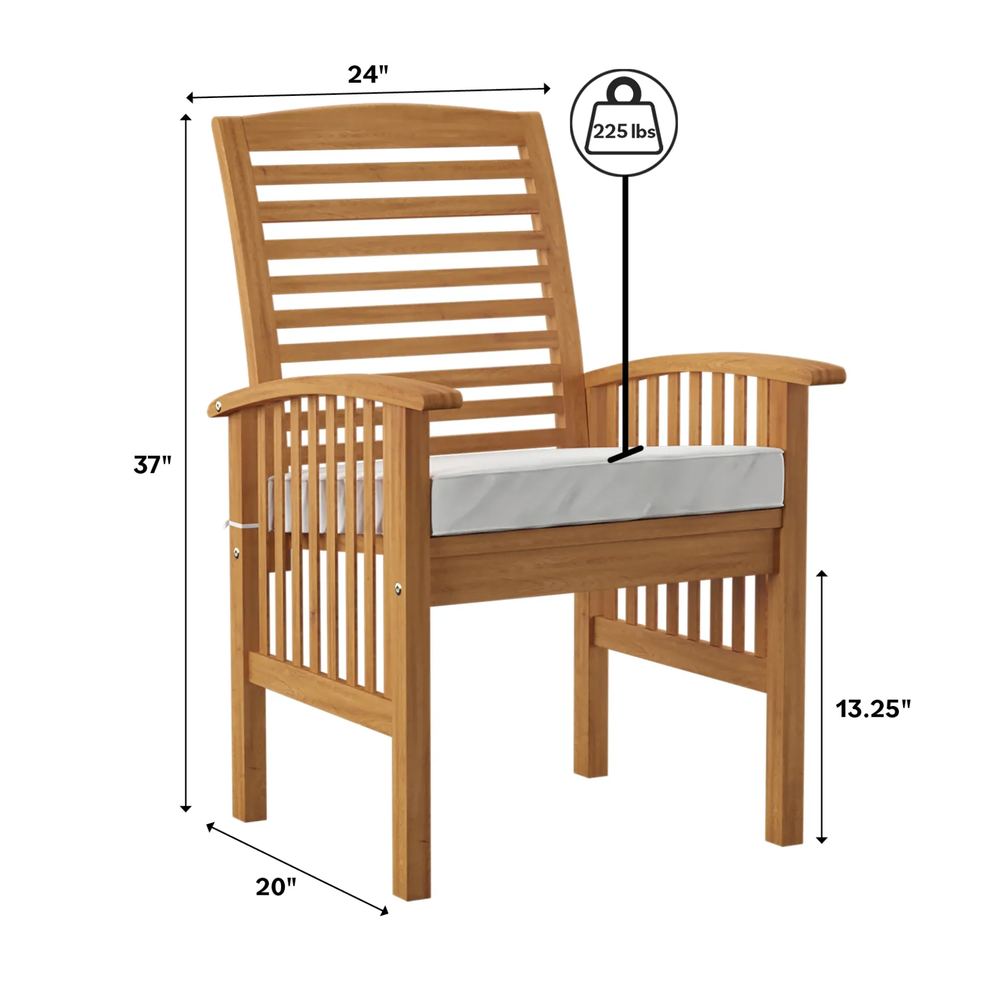 Midland Outdoor Patio Chairs with Cushions, Set of 2