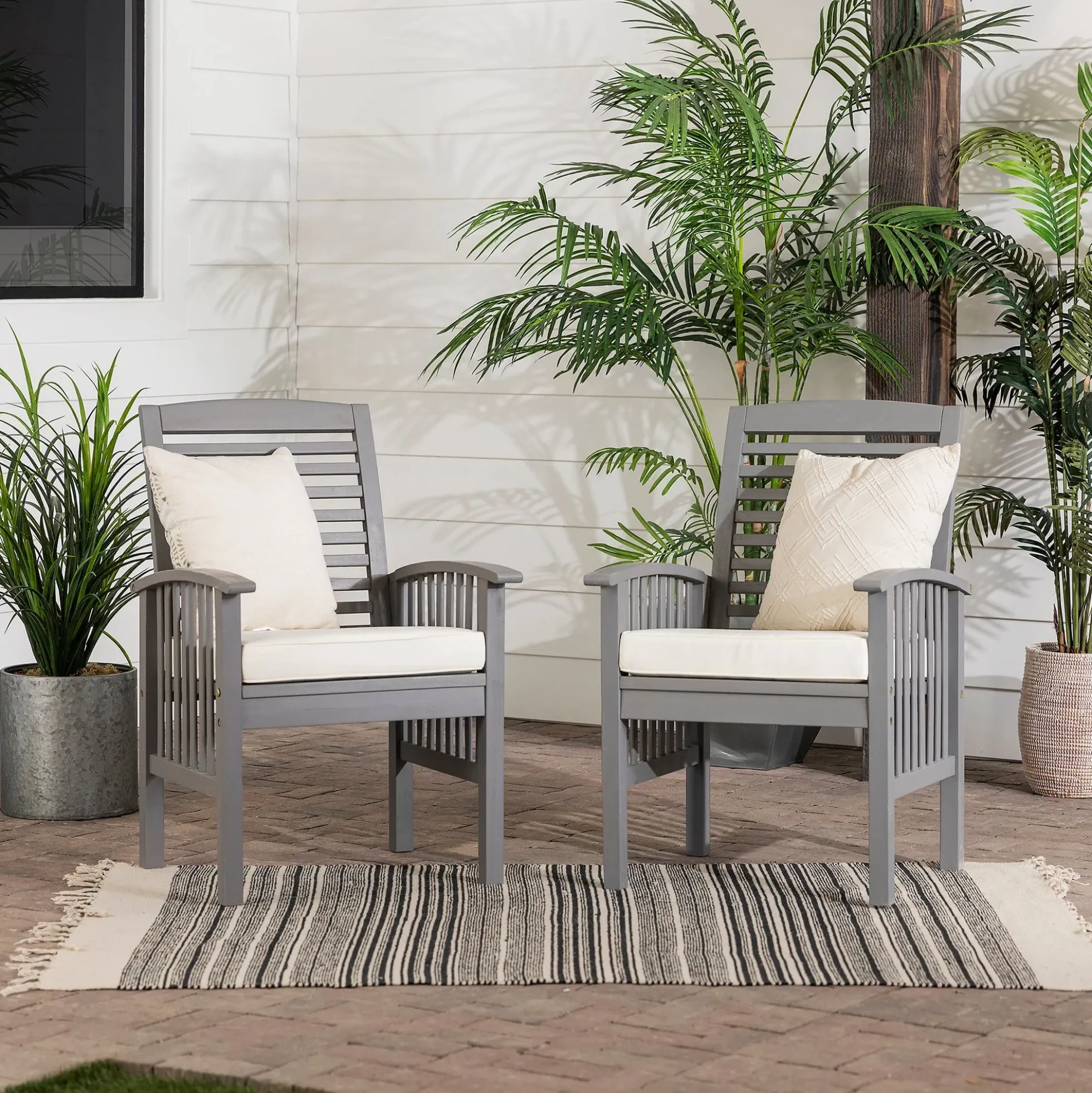 Midland Outdoor Patio Chairs with Cushions, Set of 2