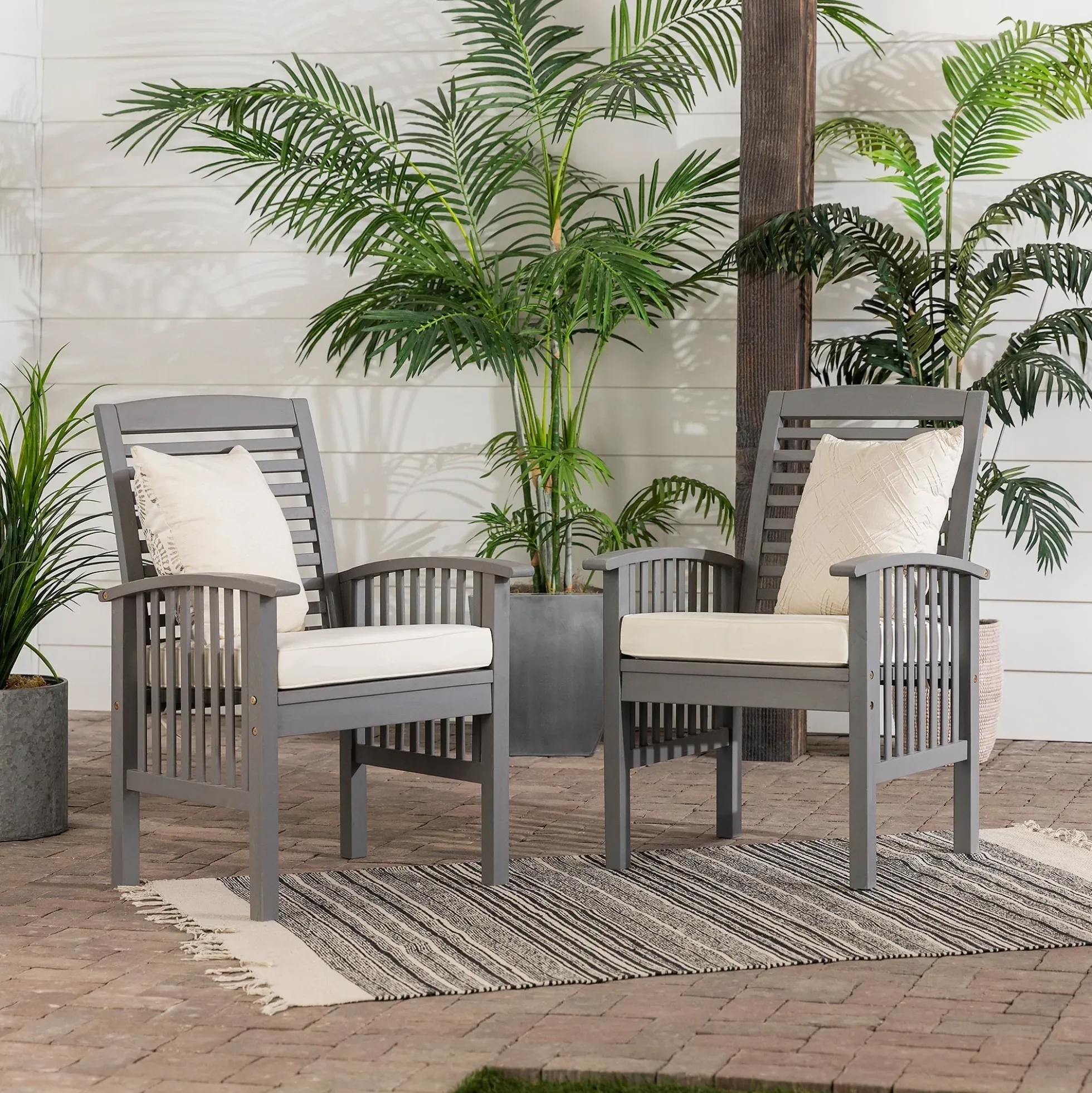 Midland Outdoor Patio Chairs with Cushions, Set of 2