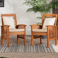 Midland Outdoor Patio Chairs with Cushions, Set of 2