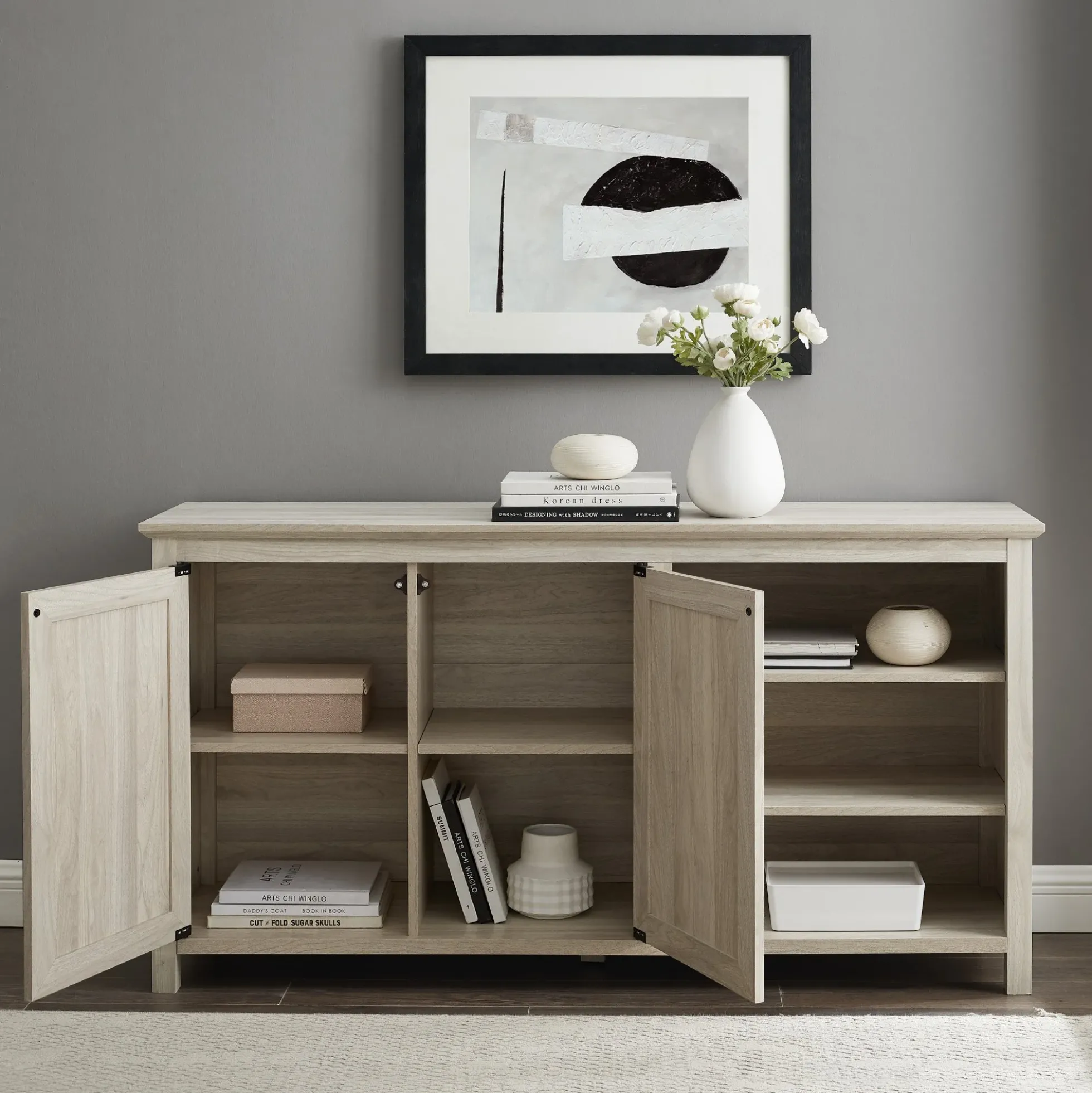 Mila Angled Groove Buffet Sideboard & TV Stand