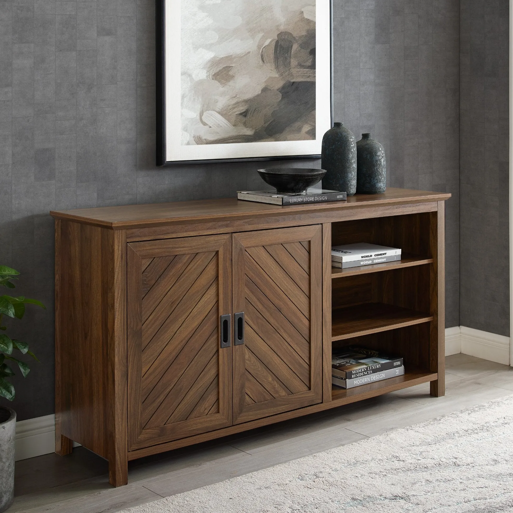 Mila Angled Groove Buffet Sideboard & TV Stand
