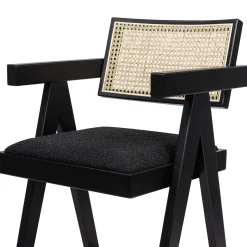 Milan 25.5' Modern Resin Webbing Back Boucle Bar Stool with Arms, Set of 3