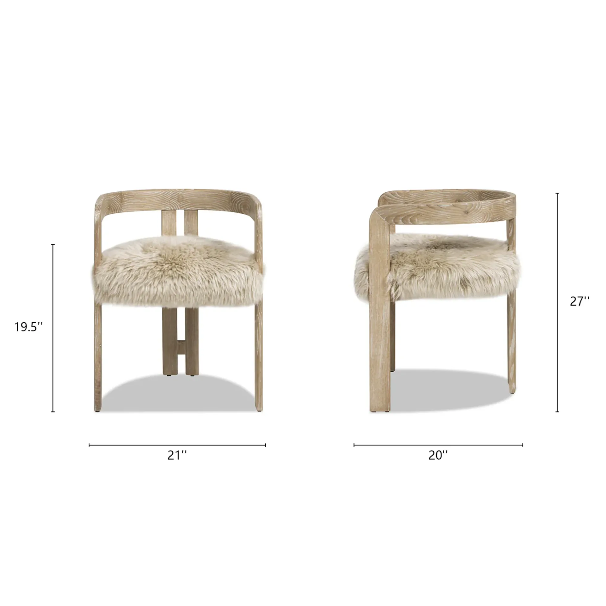 Millwick 21' Low Back Genuine Fur Dining Chair