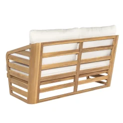 Minimalist Acacia Wood Outdoor Patio Loveseat and Coffee Table Set