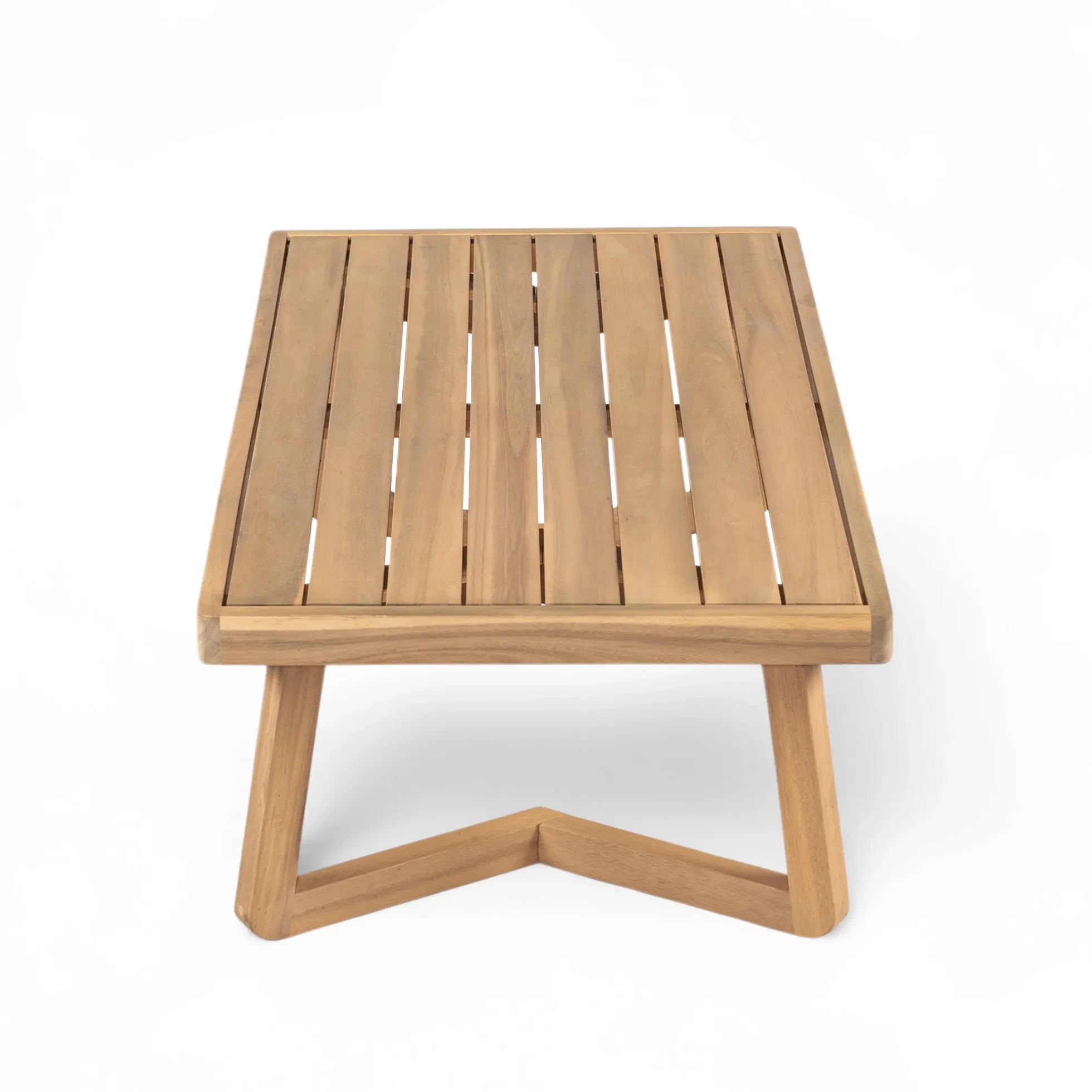 Minimalist Acacia Wood Outdoor Patio Loveseat and Coffee Table Set