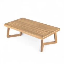 Minimalist Acacia Wood Outdoor Patio Loveseat and Coffee Table Set