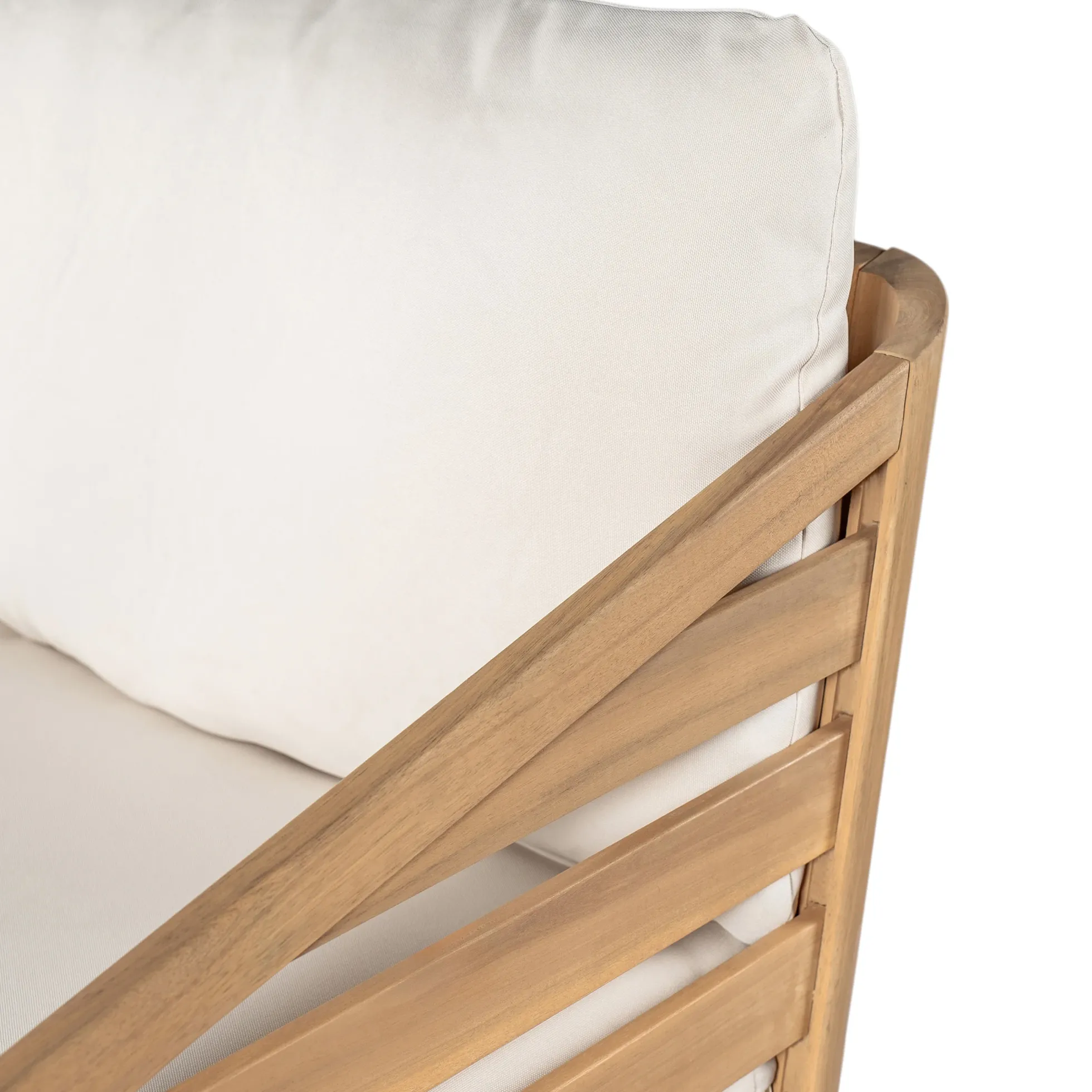 Minimalist Acacia Wood Outdoor Patio Loveseat and Coffee Table Set