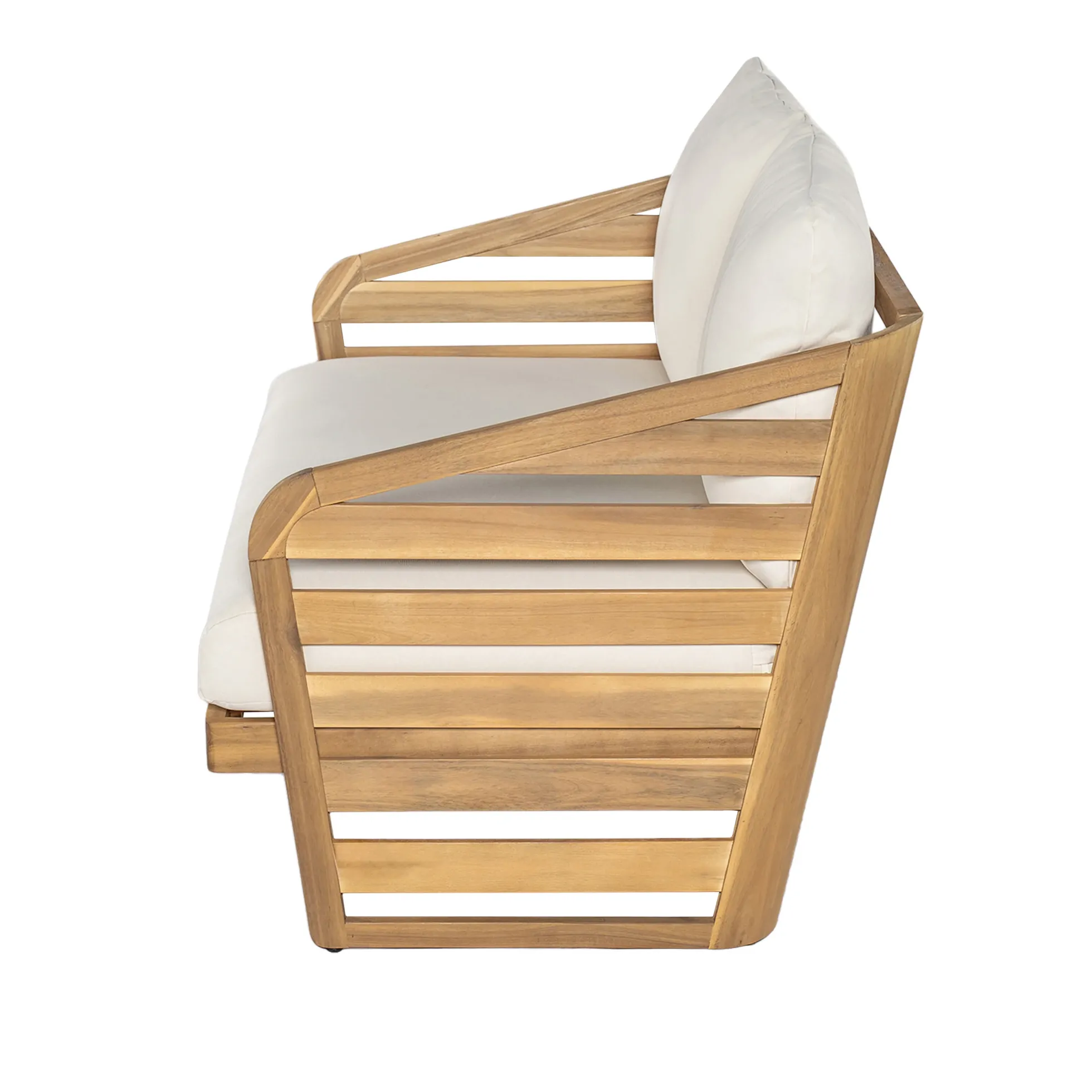 Minimalist Acacia Wood Outdoor Patio Loveseat and Coffee Table Set
