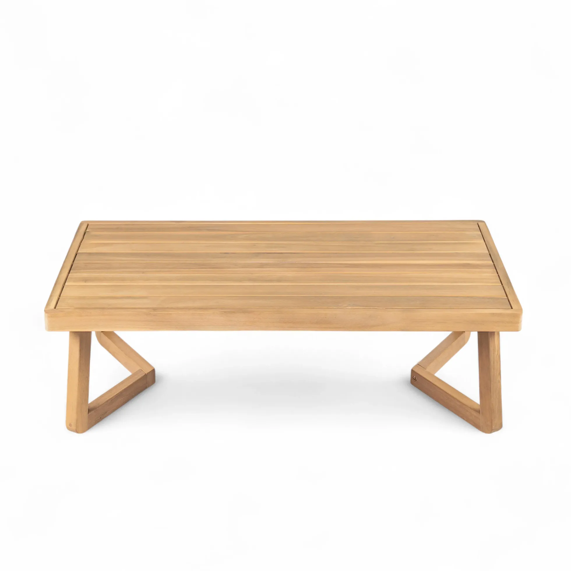 Minimalist Acacia Wood Outdoor Patio Loveseat and Coffee Table Set
