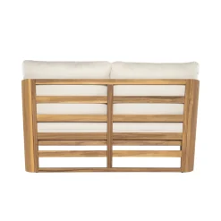 Minimalist Acacia Wood Outdoor Patio Loveseat and Coffee Table Set