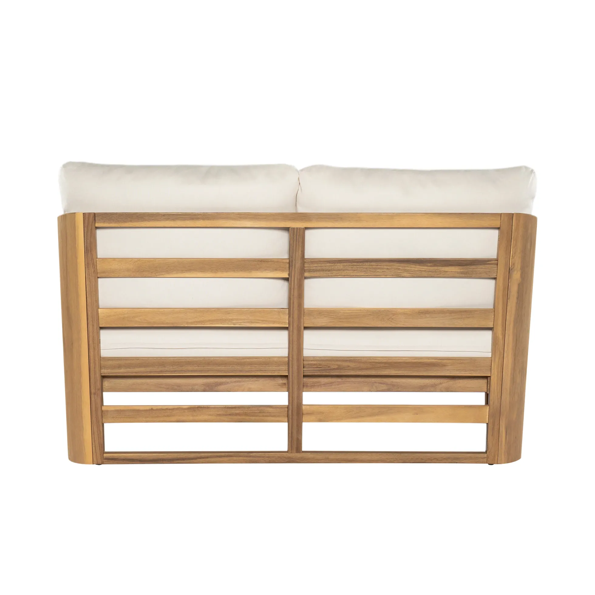 Minimalist Acacia Wood Outdoor Patio Loveseat and Coffee Table Set