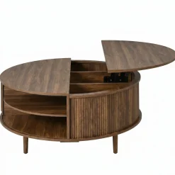 Minimalist Round Lift-Top Coffee Table with Hidden Storage