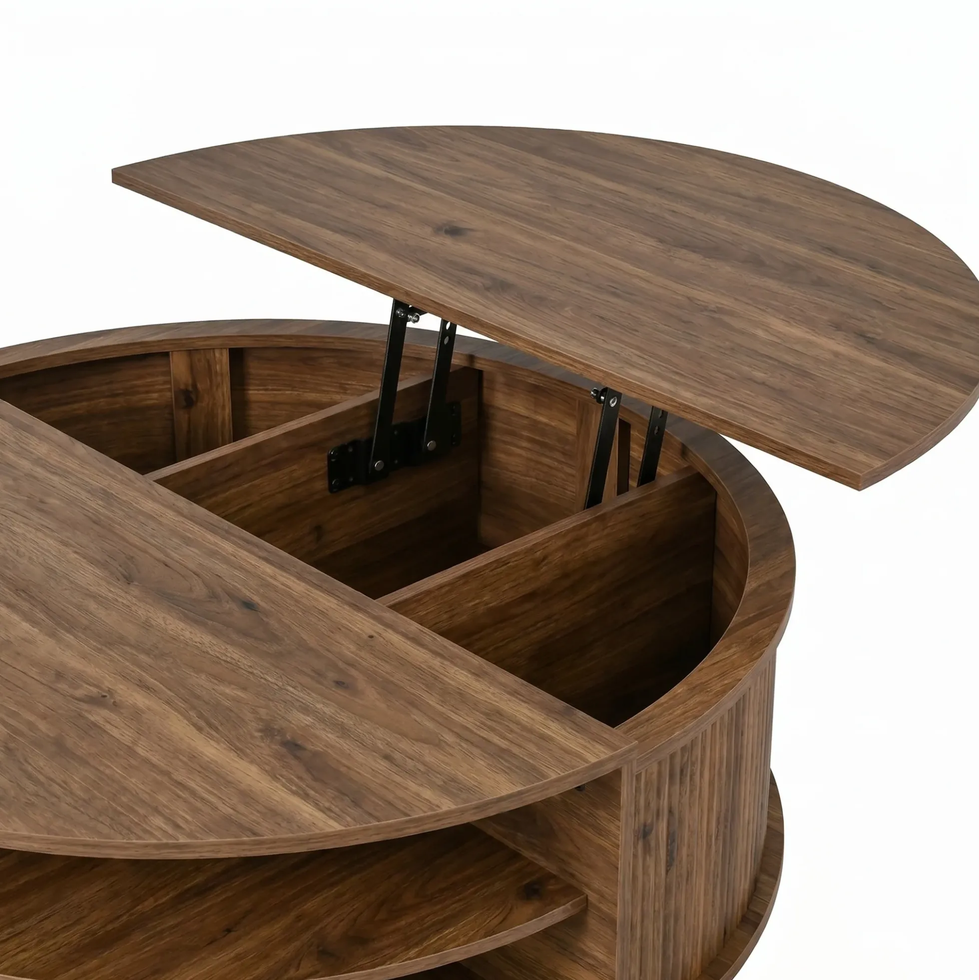 Minimalist Round Lift-Top Coffee Table with Hidden Storage
