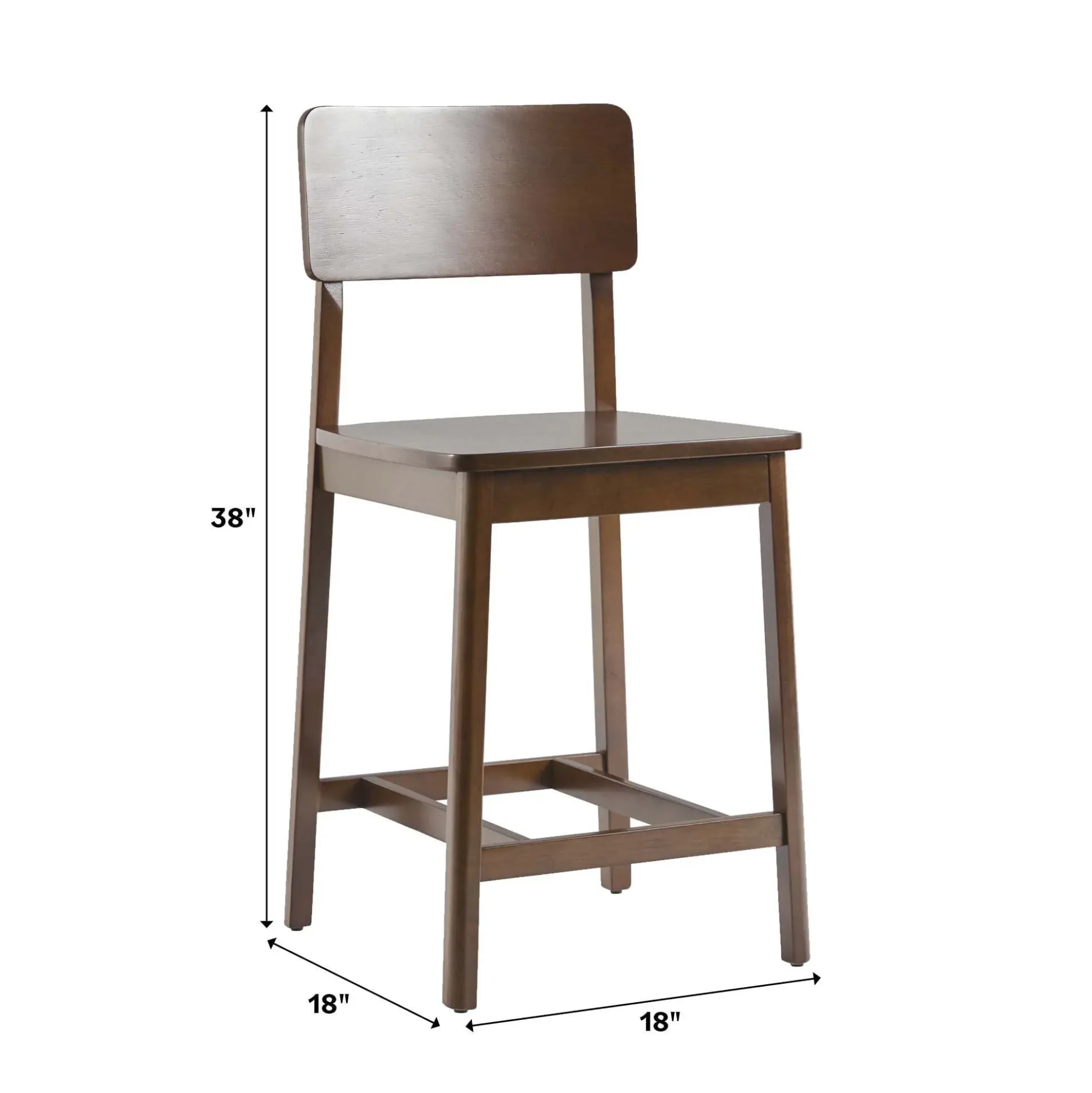 Minimalist Solid Wood Counter Stool, Set of 2