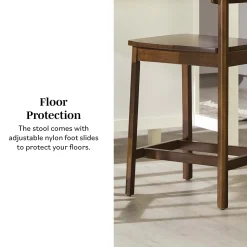 Minimalist Solid Wood Counter Stool, Set of 2