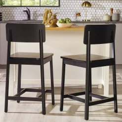 Minimalist Solid Wood Counter Stool, Set of 2