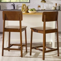 Minimalist Solid Wood Counter Stool, Set of 2