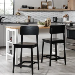 Minimalist Solid Wood Counter Stool, Set of 2