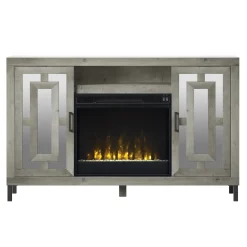 Mirrored Cabinet Door with 23" Electric Fireplace TV Stand Media Console