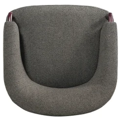 Modern Boucle Swivel Barrel Chair with Solid Wood Accents