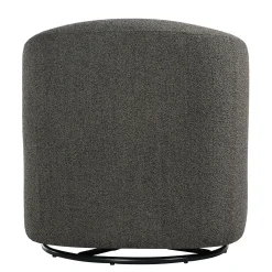 Modern Boucle Swivel Barrel Chair with Solid Wood Accents