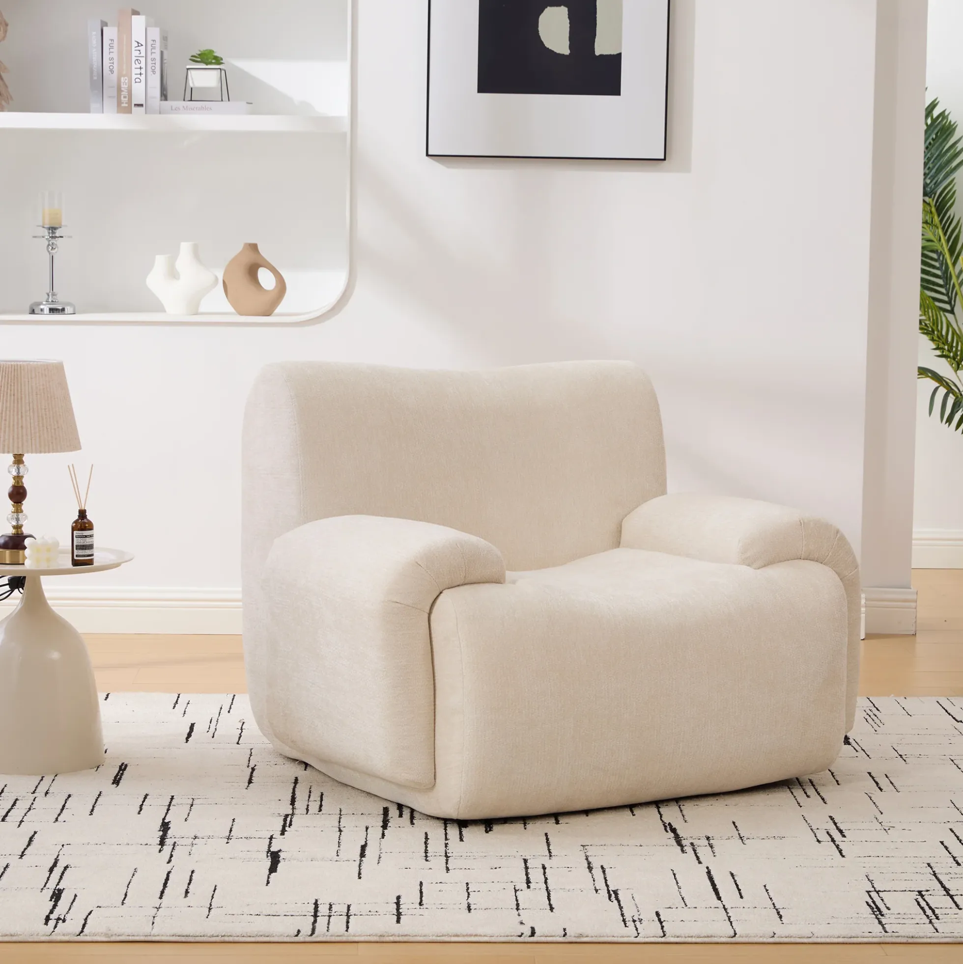 Modern Chenille Armchair Cloud Lounge Accent Chair with Deep Seats