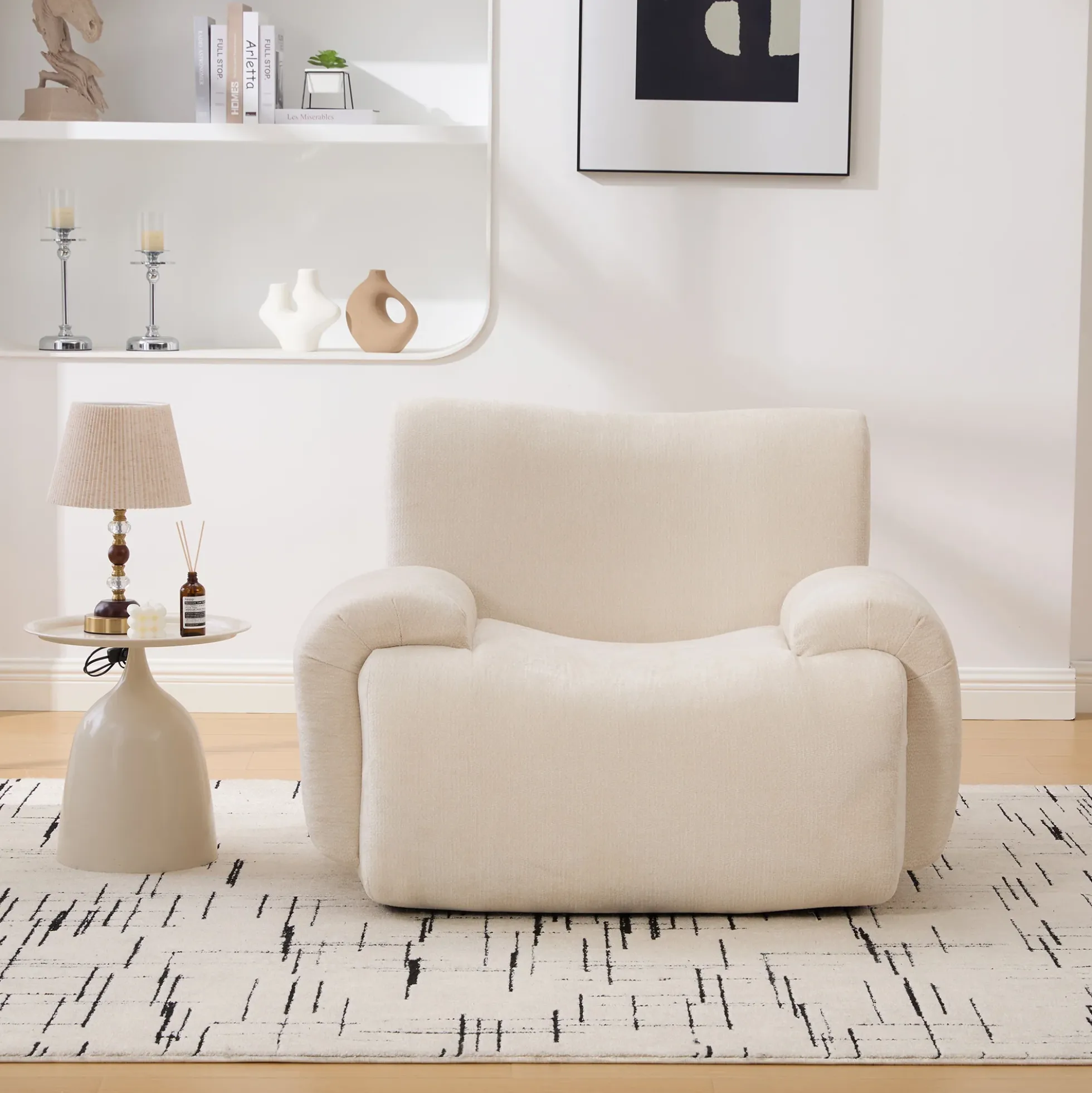 Modern Chenille Armchair Cloud Lounge Accent Chair with Deep Seats