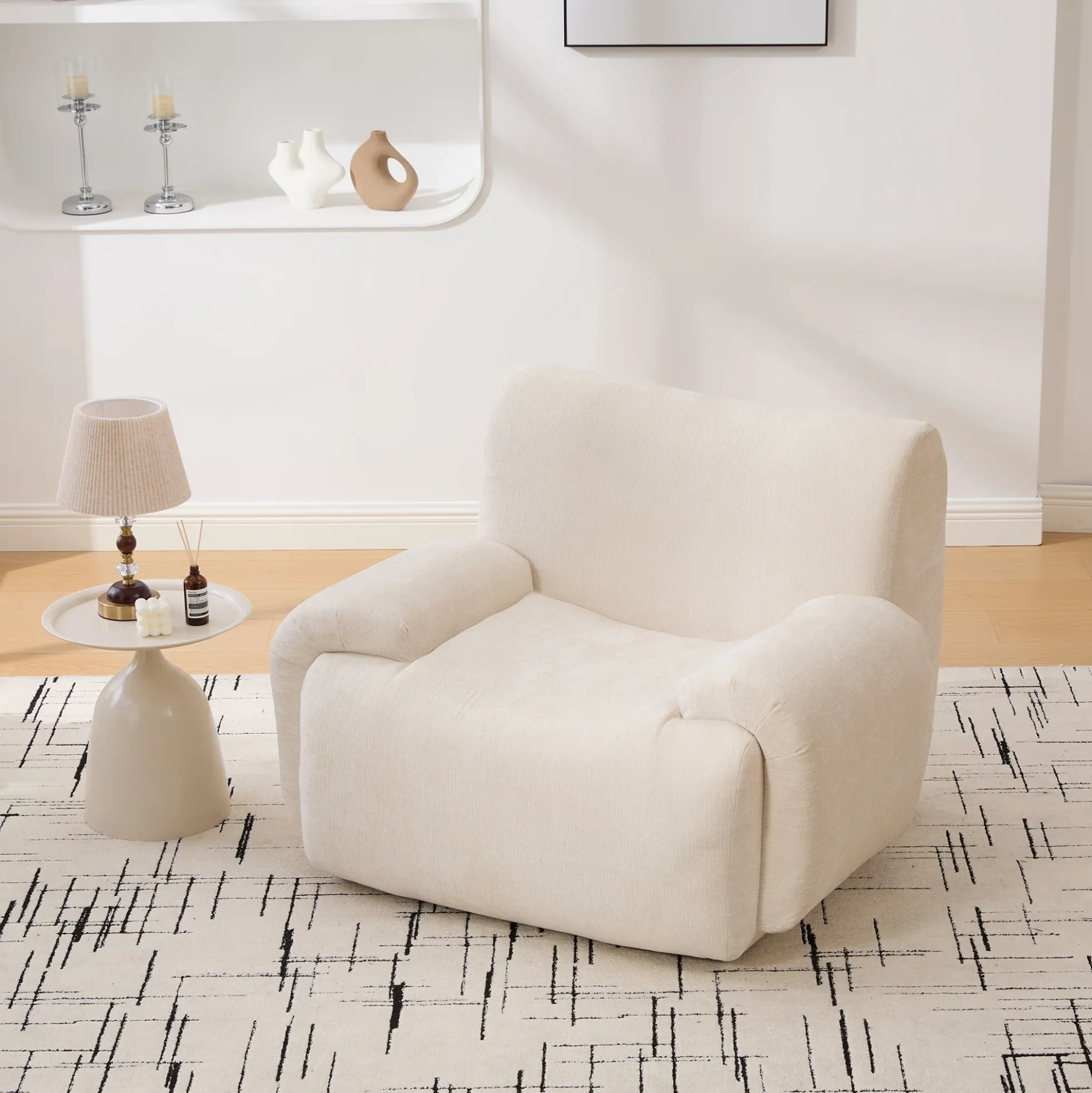 Modern Chenille Armchair Cloud Lounge Accent Chair with Deep Seats