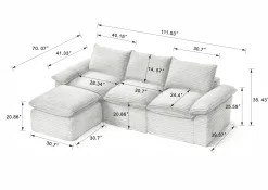Modern Cloud Corduroy Modular Sectional Sofa w Ottoman