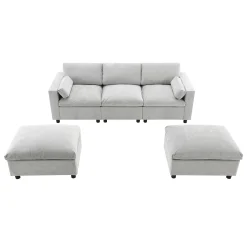 Modern Cloud Modular Sectional Sofa with Storage, Pillows and 2 Movable Ottomans