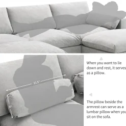 Modern Cloud Modular Sectional Sofa with Storage, Pillows and 2 Movable Ottomans