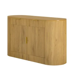 Modern Curve Design Fluted Storage Accent Cabinet / Sideboard