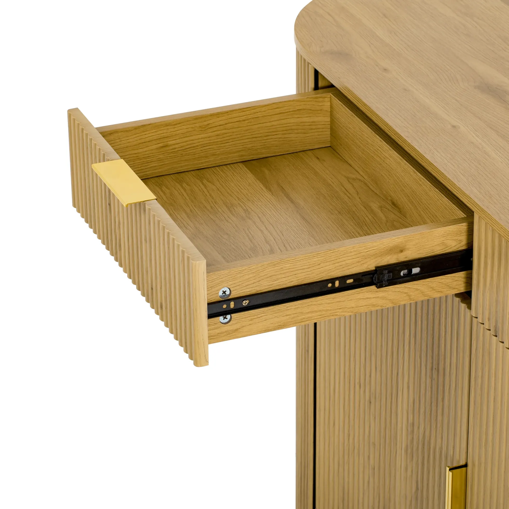 Modern Curve Design Fluted Storage Accent Cabinet / Sideboard