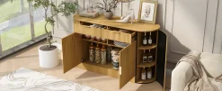 Modern Curve Design Fluted Storage Accent Cabinet / Sideboard
