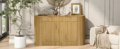 Modern Curve Design Fluted Storage Accent Cabinet / Sideboard