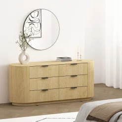 Modern Curve Fluted 71" 6 Drawer Dresser