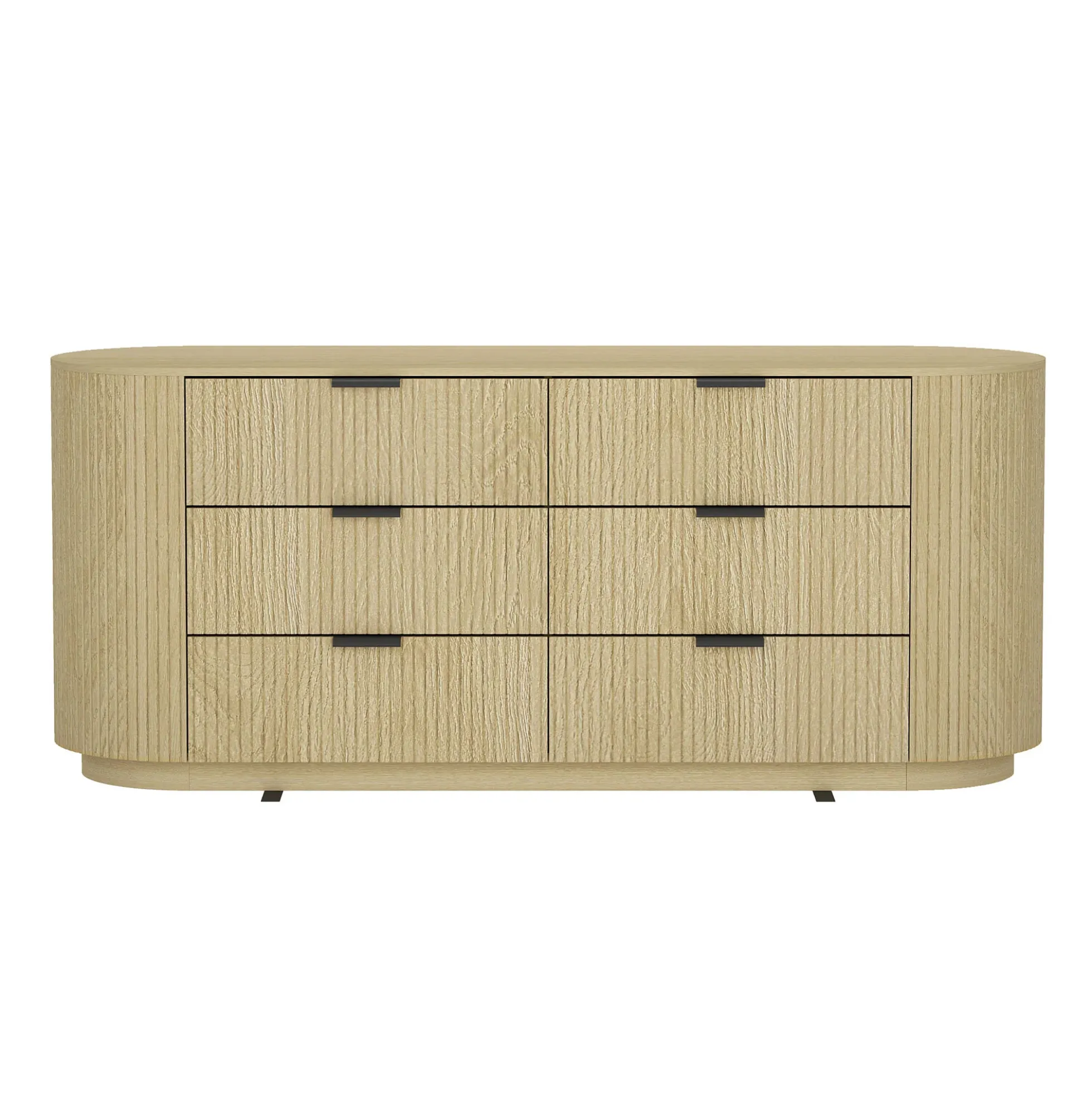Modern Curve Fluted 71" 6 Drawer Dresser