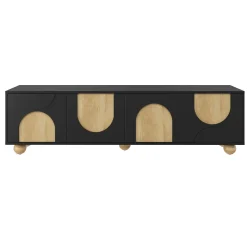 Modern Curve Shape Two Tone 69.6' TV Stand with Ball Feet Detail
