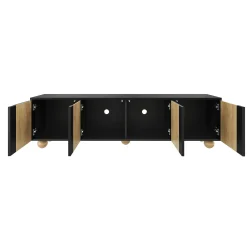 Modern Curve Shape Two Tone 69.6' TV Stand with Ball Feet Detail