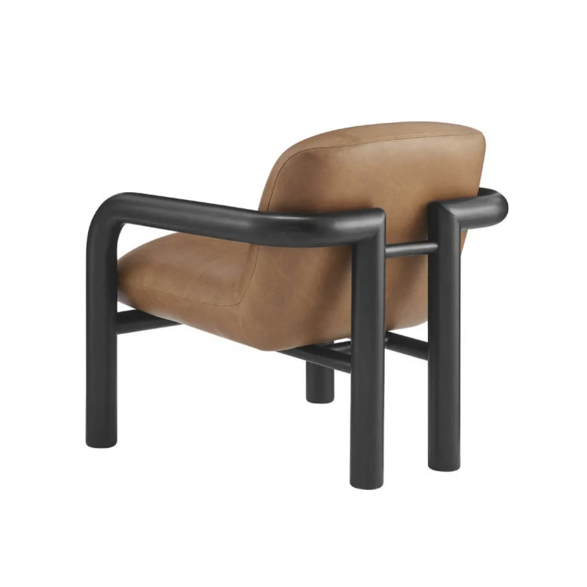 Modern Curve Wood Frame Faux Leather Accent Chair