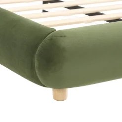 Modern Curved Upholstered Low Profile Platform King Size Bed