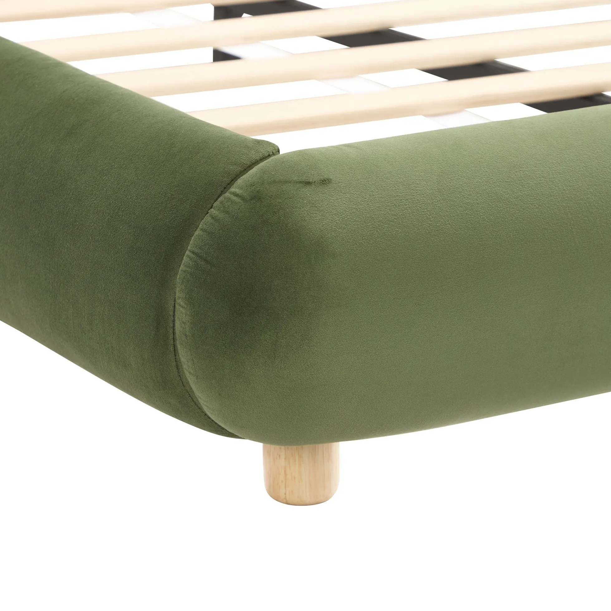 Modern Curved Upholstered Low Profile Platform King Size Bed