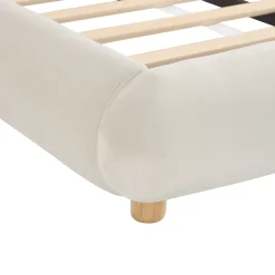 Modern Curved Upholstered Low Profile Platform King Size Bed